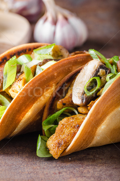 Homemade chicken tacos Stock photo © Peteer