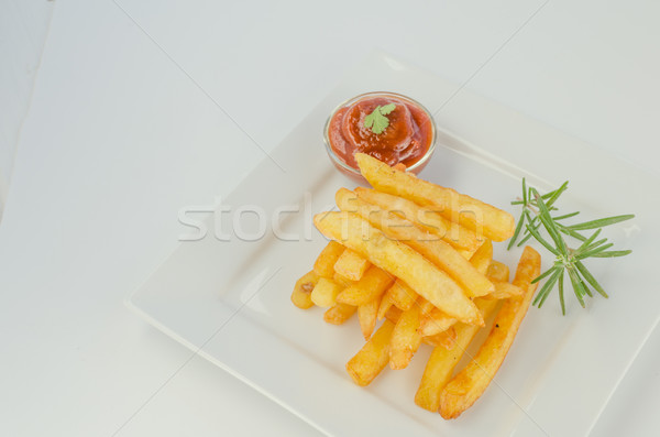 Foto stock: Ketchup · alecrim · jantar · carne · ouro