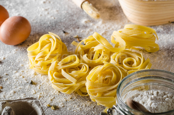 Stock foto: Hausgemachte · Pasta · bio · bereit · Anzeige · Text