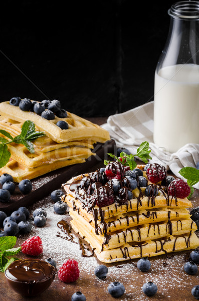 Stock foto: Beeren · hausgemachte · Essen · Kaffee · home · Eis