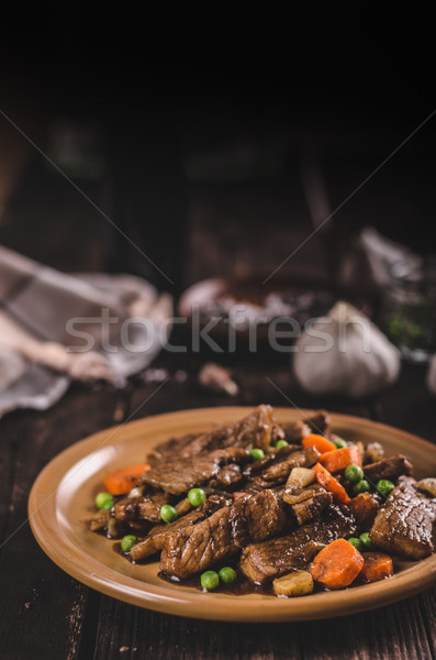 Schweinefleisch Gemüse Soja Knoblauch Sauce Essen Stock foto © Peteer