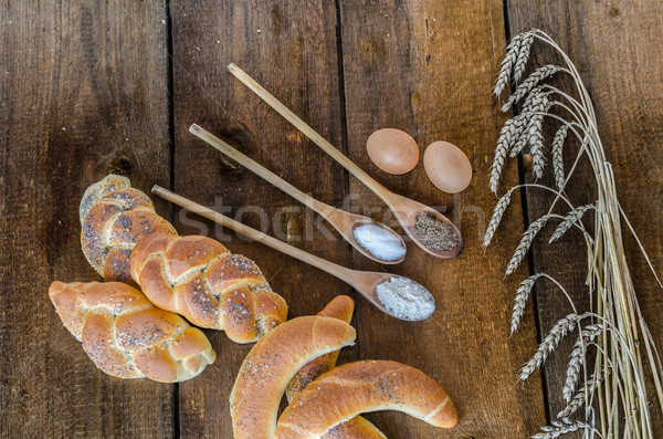 Rollen Gebäck home Bäckerei Weizen Stock foto © Peteer