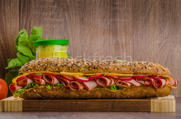 Wholemeal baguette with smoked rump Stock photo © Peteer
