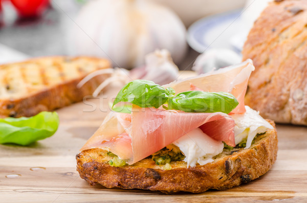 Crostini with ham and cheese Stock photo © Peteer