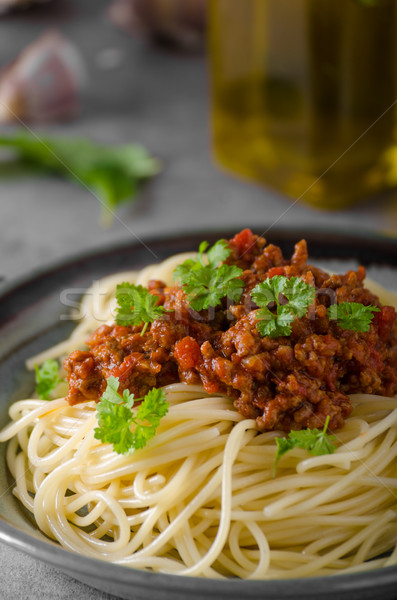 Spagetti házi készítésű rusztikus fotó gyógynövények étterem Stock fotó © Peteer