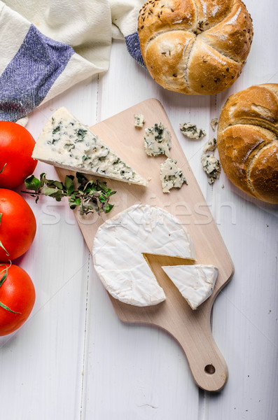 Stock fotó: Gurmé · camembert · márványsajt · vágódeszka · házi · készítésű · sütemények