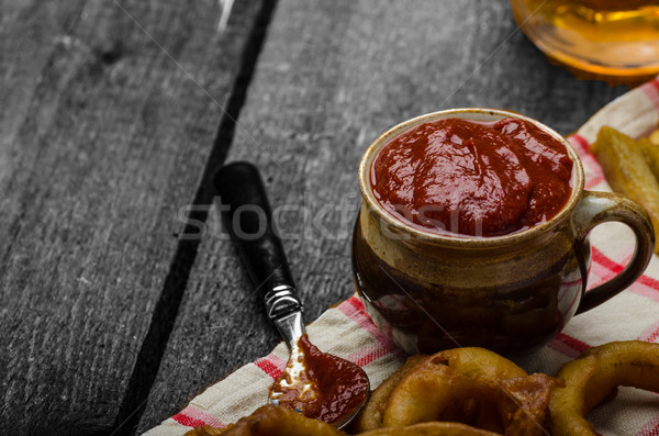 Onion rings, hot dip, french fries and Czech beer Stock photo © Peteer