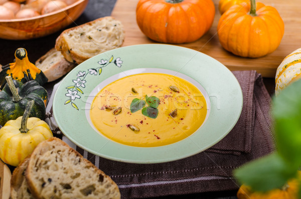 Creamy pumpkin soup Stock photo © Peteer