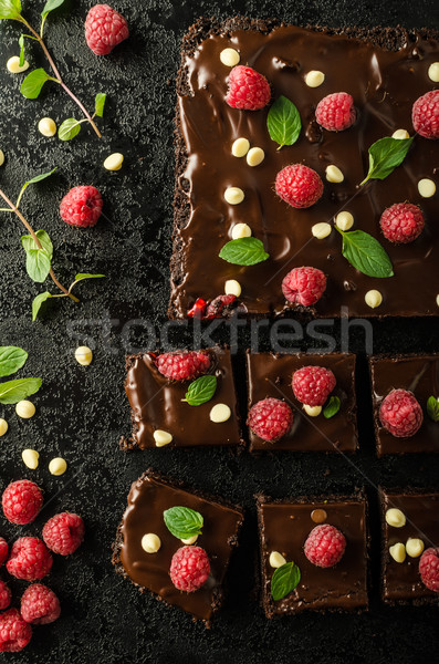 Stockfoto: Chocolade · mint · framboos · witte · koffie · cake