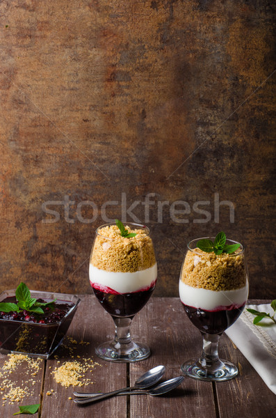 Foto stock: Tarta · de · queso · postre · vidrio · delicioso · simple · frescos