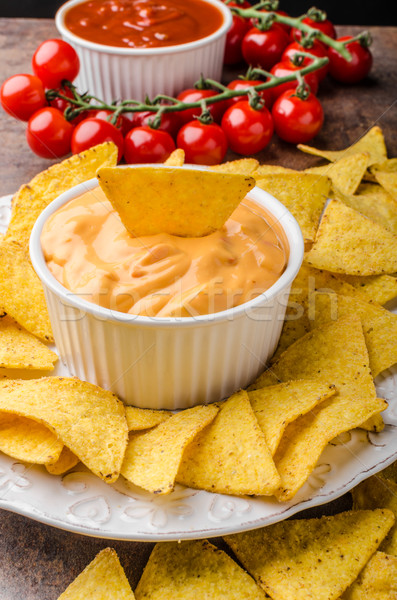 Tortilla chips with two dips Stock photo © Peteer