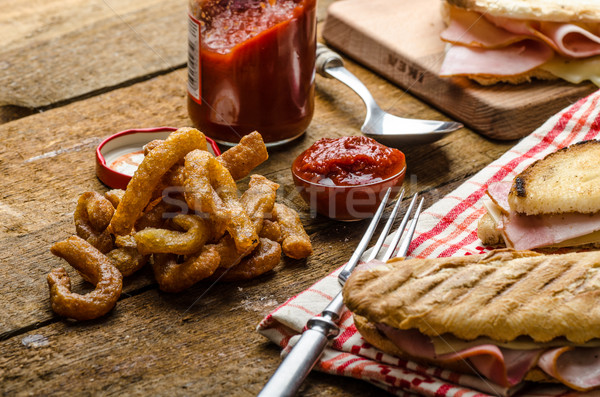 Stock photo: Quick dinner, toast with ham and cheese