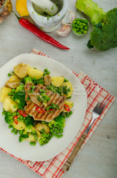 Healthy Pork Escalope with Super Greens Stock photo © Peteer