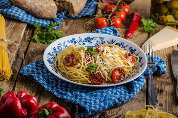 Italiano pasta tomates parmesano rústico Foto stock © Peteer