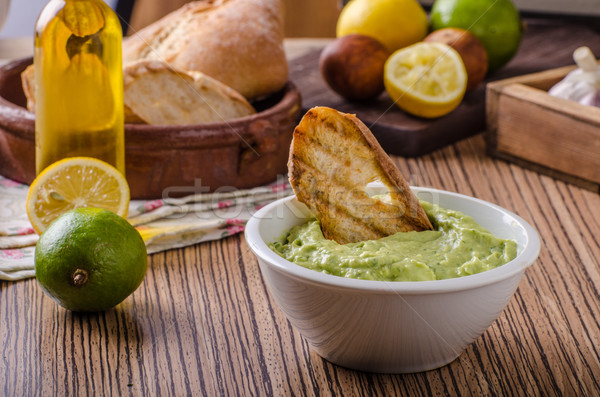 Avocado basil pesto with toast Stock photo © Peteer