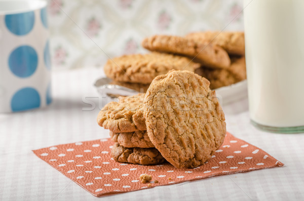 クッキー ピーナッツバター ミルク 木材 ストックフォト © Peteer