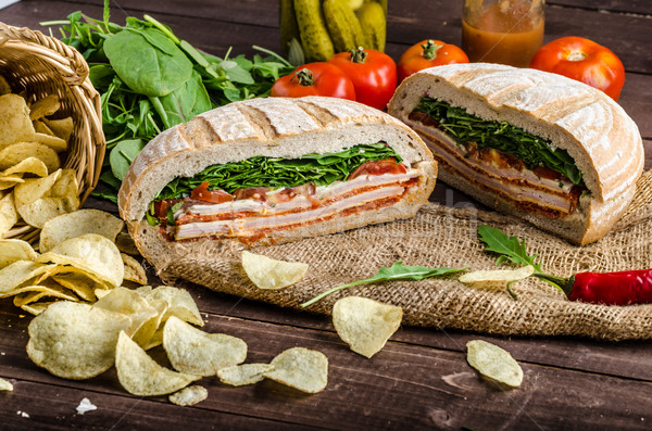 ストックフォト: イタリア語 · サンドイッチ · フル · おいしい · ハム · チーズ