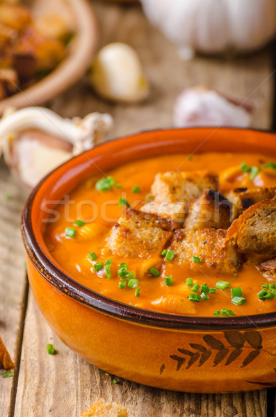 Sopa pan alimentos fondo mesa Foto stock © Peteer