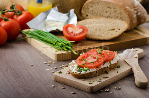 Saudável café da manhã caseiro cerveja pão queijo Foto stock © Peteer