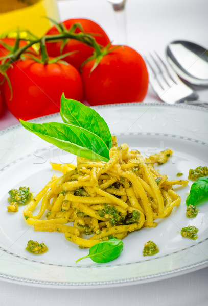 Italiaans pasta basilicum pesto laat oogst Stockfoto © Peteer