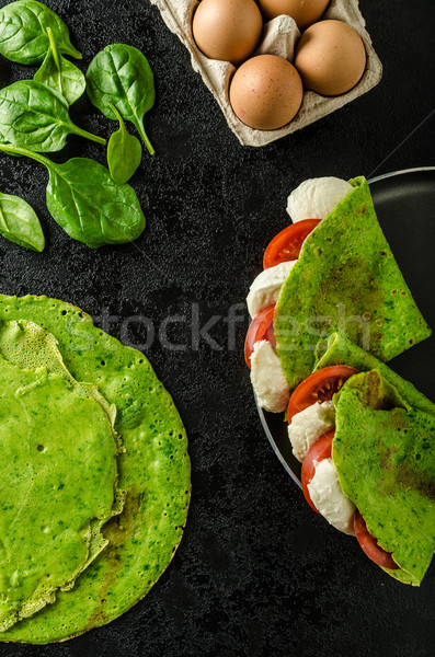 Homemade spinach crepes Stock photo © Peteer