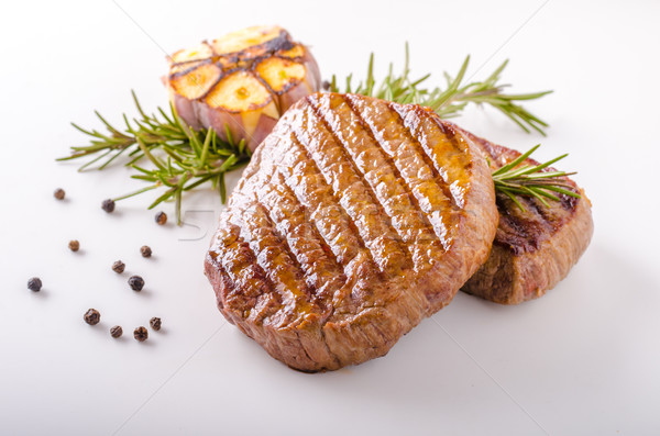 Steak fokhagyma bors gyógynövények hely reklám Stock fotó © Peteer