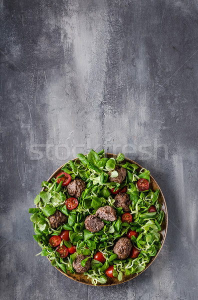 Meatballs beef with fresh salad Stock photo © Peteer