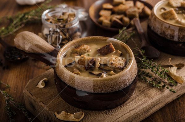 Rustic mushrooms soup Stock photo © Peteer