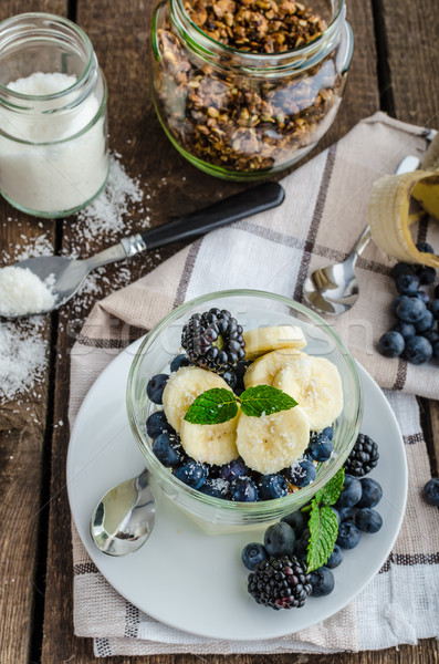 Vanilla pudding with berries Stock photo © Peteer
