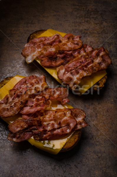 Kaas brood spek geroosterd cheddar Stockfoto © Peteer