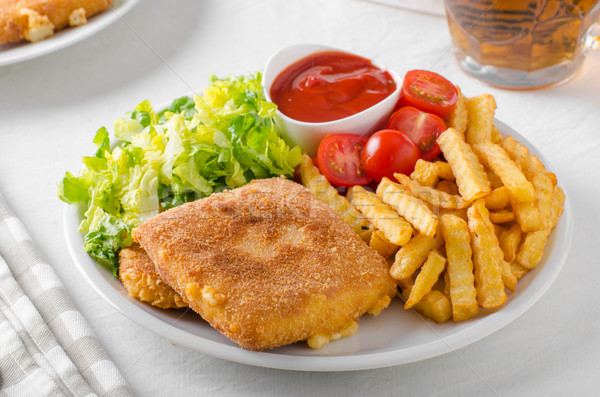 Frit fromages frites françaises laitue délicieux tchèque [[stock_photo]] © Peteer