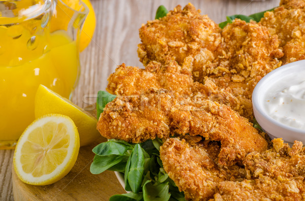 Chicken strips with delish garlic dip Stock photo © Peteer