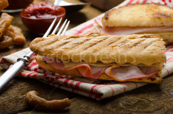 Quick dinner, toast with ham and cheese Stock photo © Peteer