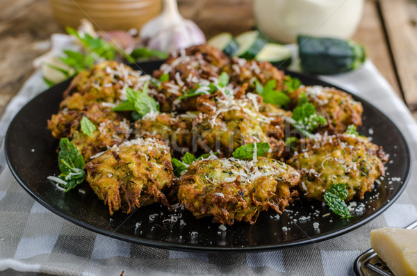 Courgette and Mint Fritters Stock photo © Peteer