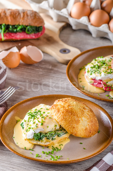 Ei saus vers gebak groene eieren Stockfoto © Peteer