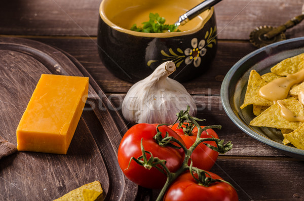 Nachos with homemade cheese dip Stock photo © Peteer