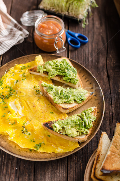 Stockfoto: Ei · knoflook · avocado · toast · bio · eieren