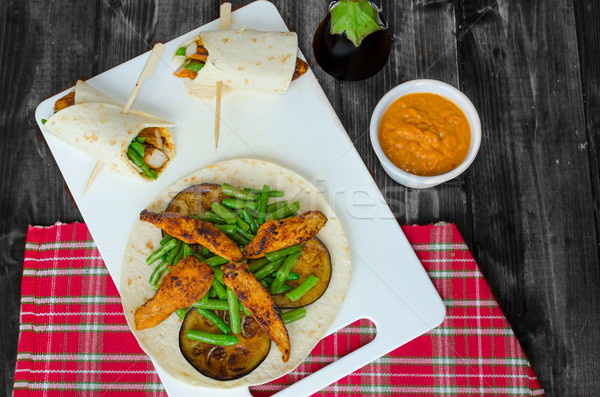 Chicken tortilla with beans and red curry Stock photo © Peteer