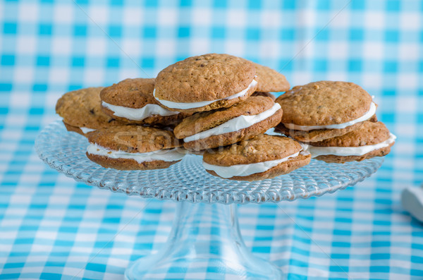 Házi készítésű kása krém pite sütik krémes Stock fotó © Peteer
