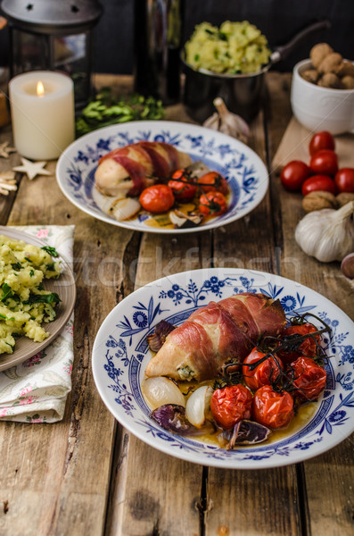 Prosciutto wrapped chicken Stock photo © Peteer