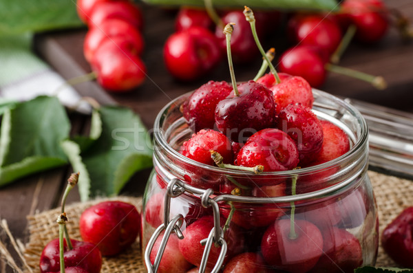 Stock photo: Freshly picked cherries