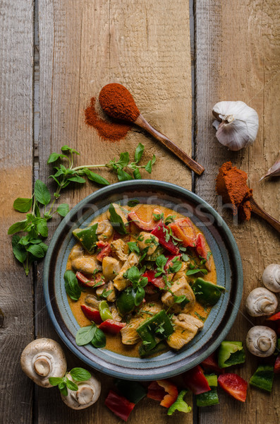 карри куриные растительное свежих продуктов продовольствие фотографии Сток-фото © Peteer