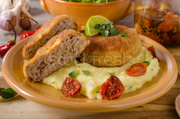 Viande fromages alimentaire fond dîner cuisson [[stock_photo]] © Peteer