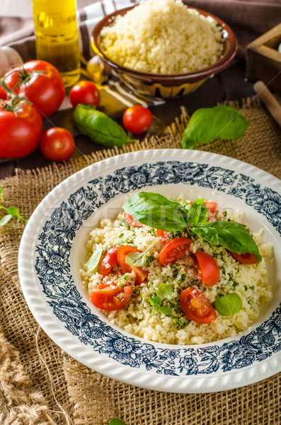 Couscous pesto tomaten snel heerlijk vegetarisch eten Stockfoto © Peteer