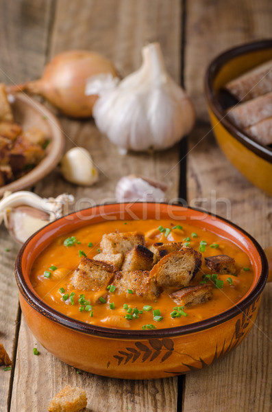 Sopa pan alimentos fondo mesa Foto stock © Peteer