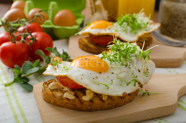 здорового обеда Панини тоста яйцо растительное Сток-фото © Peteer