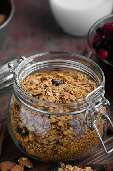 Stock fotó: Sült · granola · bogyók · egyszerű · étel · gyümölcs