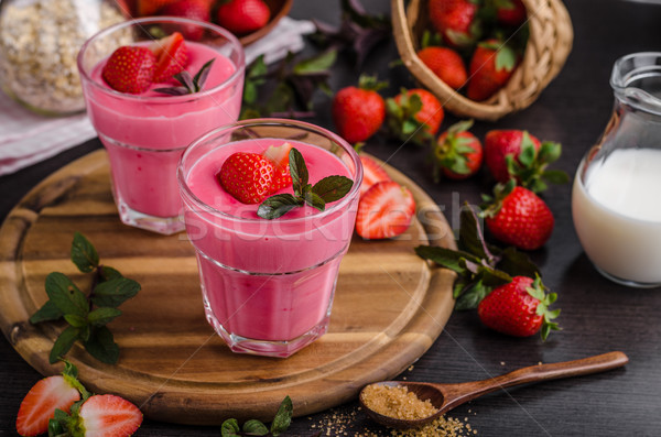 Strawberries puddink photo Stock photo © Peteer