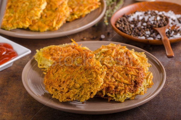 Delish potato pancakes with ketchup Stock photo © Peteer