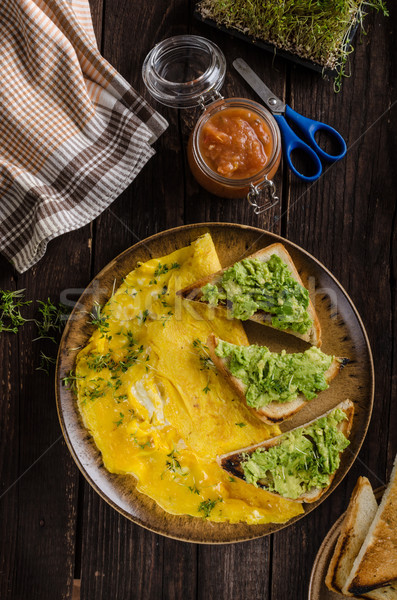 Egg omelette with garlic avocado toast Stock photo © Peteer